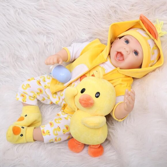 🆕 22-Inch Soft Cloth Body Realistic Reborn Baby Boy Doll - Picture 2 of 7